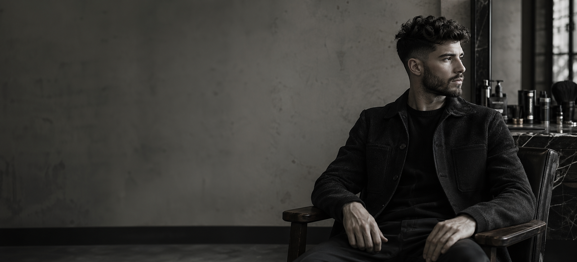 Cliente con corte urbano en barberia premium